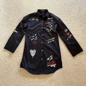 Maniere De Voir Graphic shirt dress